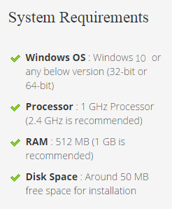 system requirements